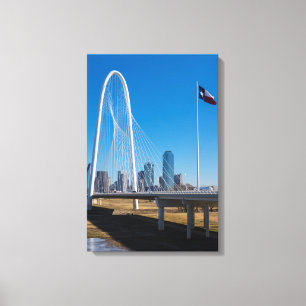 Hill Bridge And Flag Canvas Print