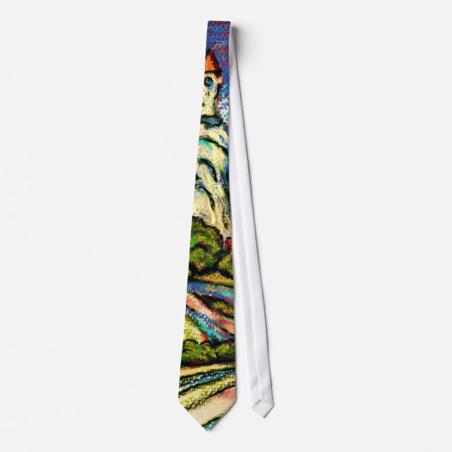 Hill Castle Fantasy Pastel Art Tie (Front)