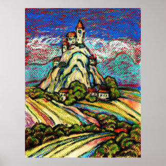Hill Castle Fantasy Poster