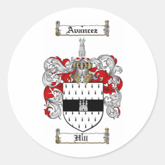 HILL FAMILY CREST -  HILL COAT OF ARMS CLASSIC ROUND STICKER