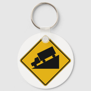 Hill (Graphic), Traffic Warning Sign, USA Key Ring
