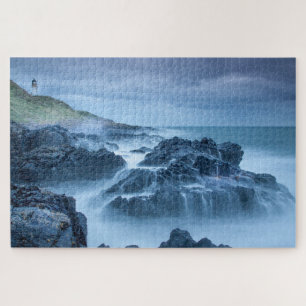 Hill Mountain Lighthouse on a Stormy Sea Jigsaw Puzzle