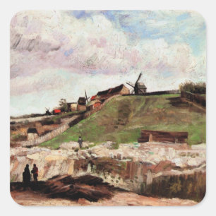 Hill of Montmartre with Quarry by Vincent van Gogh Square Sticker