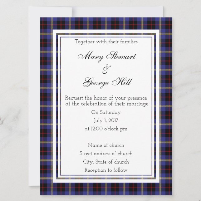 Hill Scottish Wedding Invitation (Front)