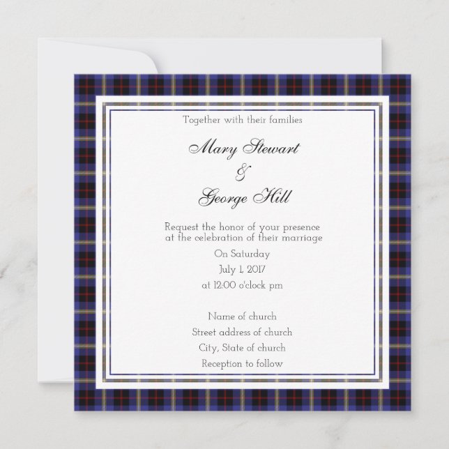 Hill Scottish Wedding Square Invitation (Front)