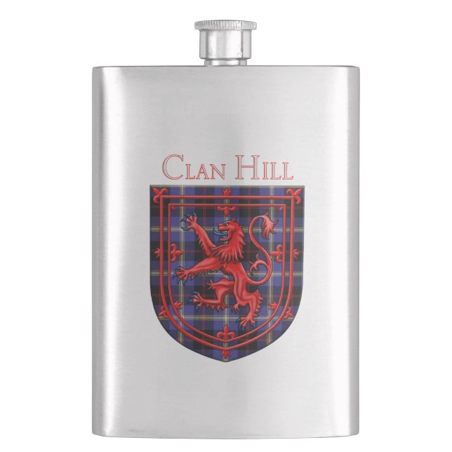 Hill Tartan Scottish Plaid Lion Rampant Hip Flask (Front)