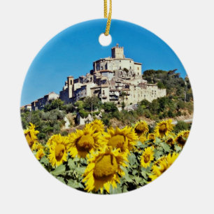 Hill town of Narni, Umbria, Italy  flowers Ceramic Tree Decoration