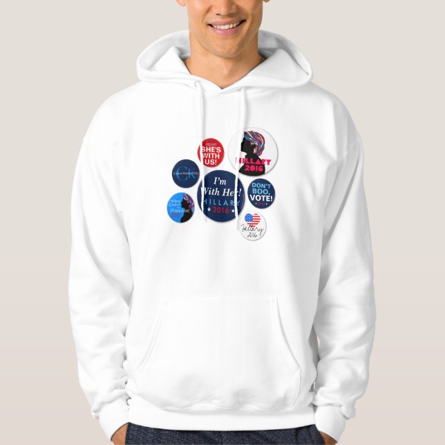 Hillary 2016 Campaign Buttons Hooded Sweatshirt (Front)