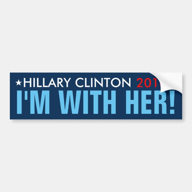 Hillary 2016 "I'M WITH HER!" Bumper Sticker (Front)