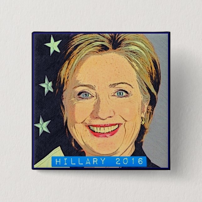 HILLARY 2016! IT'S TIME 15 CM SQUARE BADGE (Front)