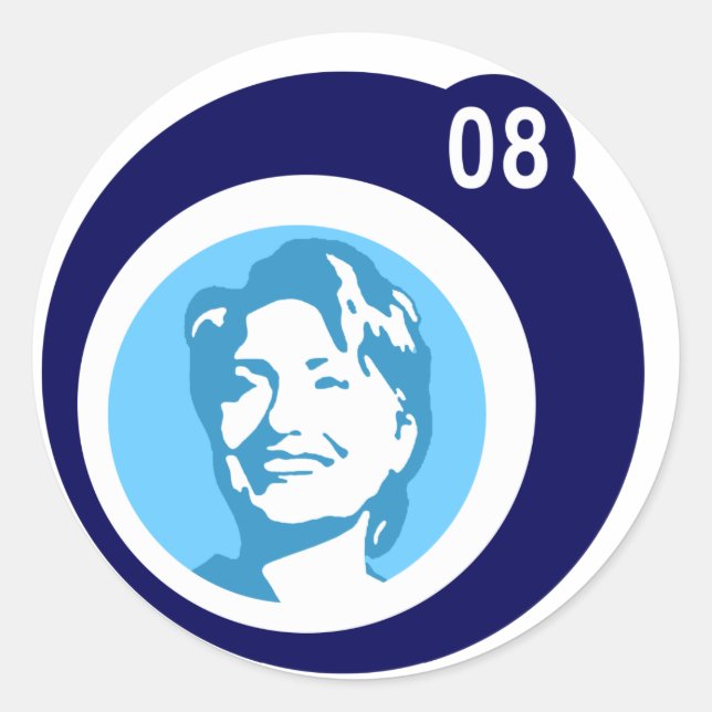 hillary clinton 08. blue bubbles. classic round sticker (Front)