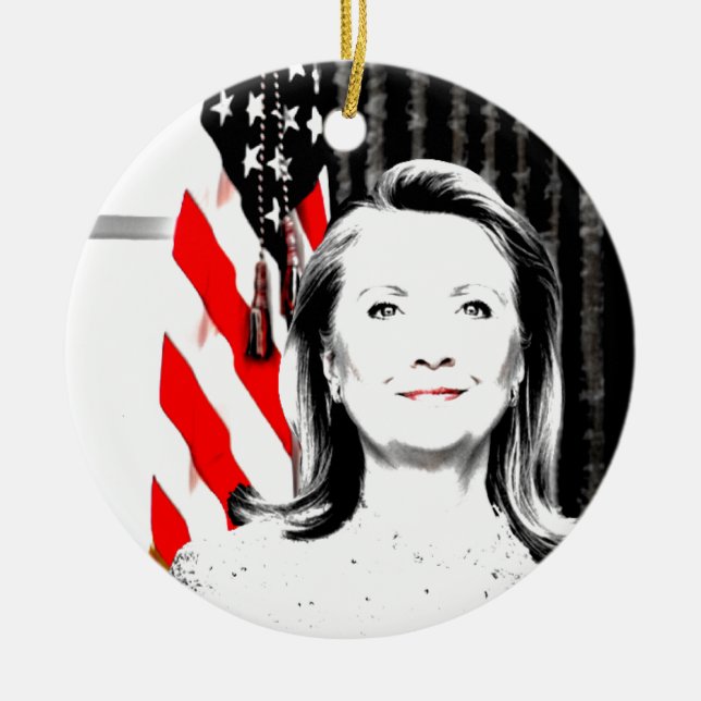 Hillary Clinton 2016 Ceramic Tree Decoration (Front)