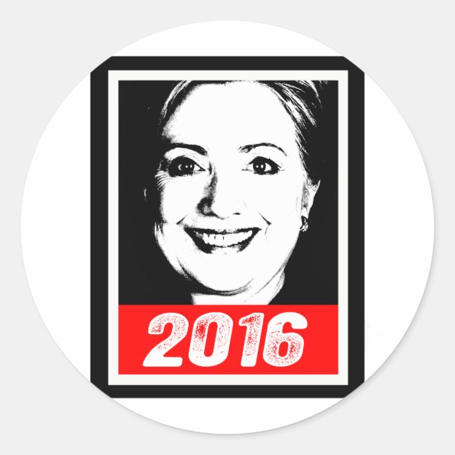 HILLARY CLINTON 2016 INK ART.png Classic Round Sticker (Front)