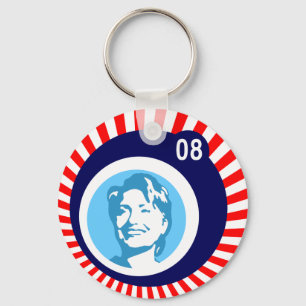 hillary clinton : blue bubbles & red rays : key ring