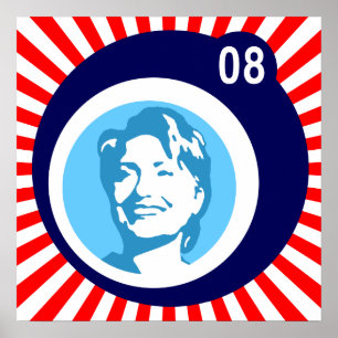 hillary clinton : blue bubbles & red rays: poster
