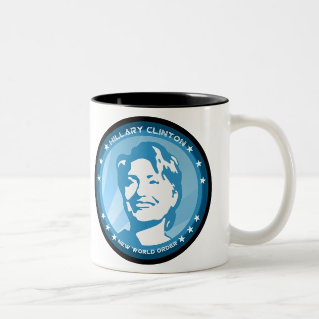 hillary clinton : blue rays : Two-Tone coffee mug (Right)