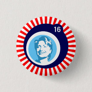 hillary clinton blueBubble redRays 3 Cm Round Badge