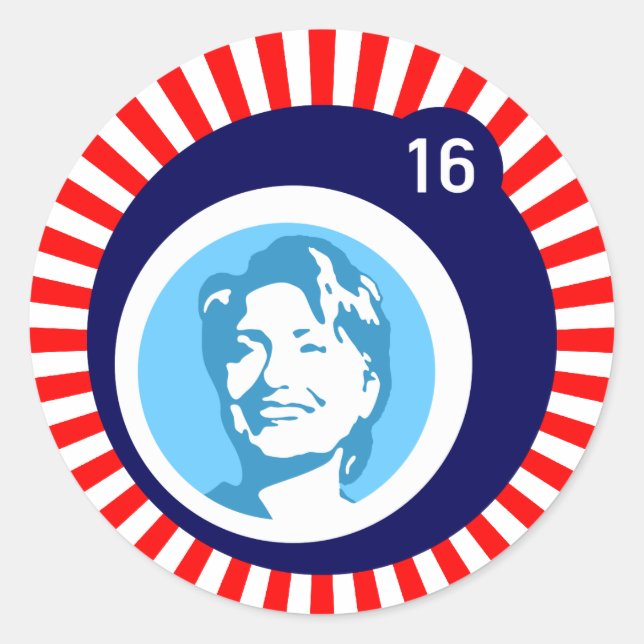 hillary clinton blueBubble redRays Classic Round Sticker (Front)