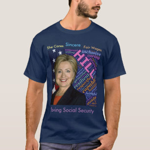Hillary Clinton, Flag & Caring Words Basic T-Shirt