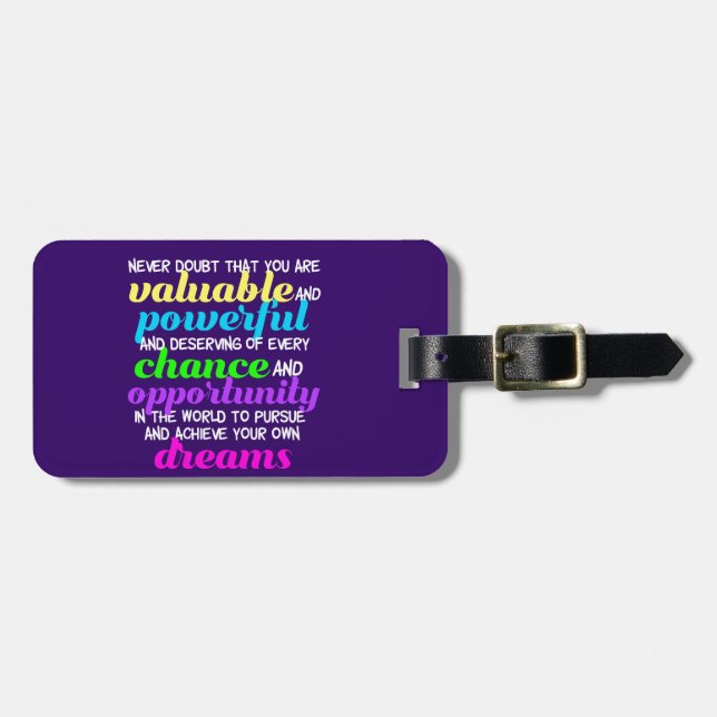 Hillary Clinton Inspirational Dreams Quote Luggage Tag (Front Horizontal)