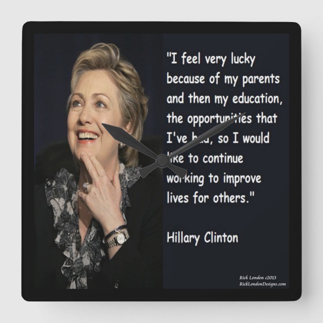 Hillary Clinton "Parents & Education" Quote Clock (Front)