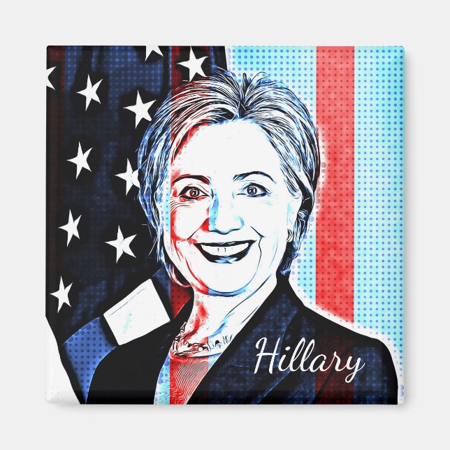 Hillary Clinton Portrait Pop Art Magnet (Front)