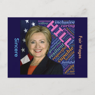 Hillary Clinton Pres, Flag & Caring Words Postcard