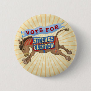 Hillary Clinton President 2016 Democrat Donkey 6 Cm Round Badge