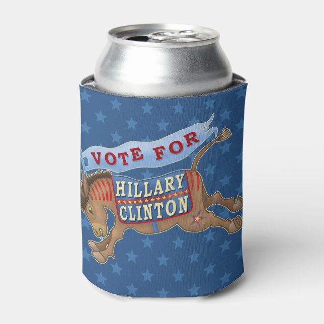 Hillary Clinton President 2016 Democrat Donkey Can Cooler (Can Front)