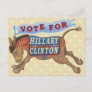 Hillary Clinton President 2016 Democrat Donkey Postcard