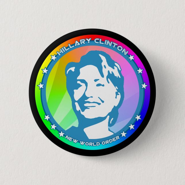 hillary clinton. rainbow. 6 cm round badge (Front)