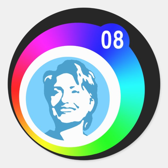 hillary clinton. rainbow bubbles. classic round sticker (Front)