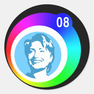 hillary clinton. rainbow bubbles. classic round sticker