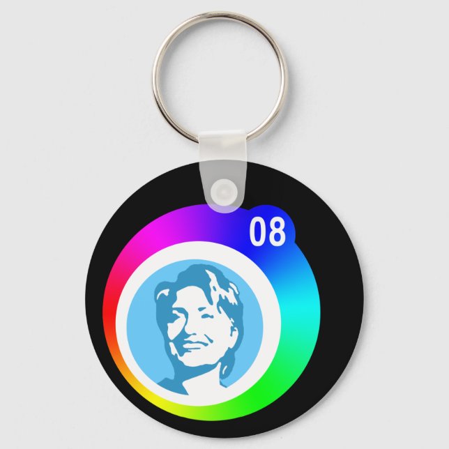 hillary clinton. rainbow bubbles. key ring (Front)