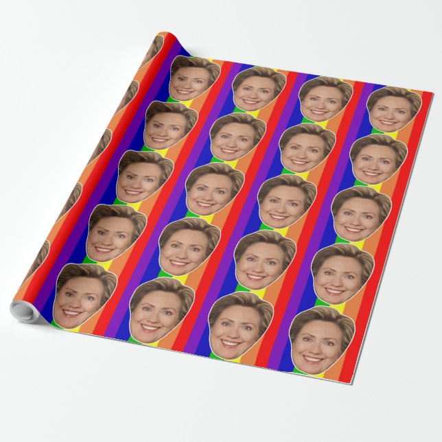 Hillary Clinton Rainbow Wrapping Paper (Unrolled)