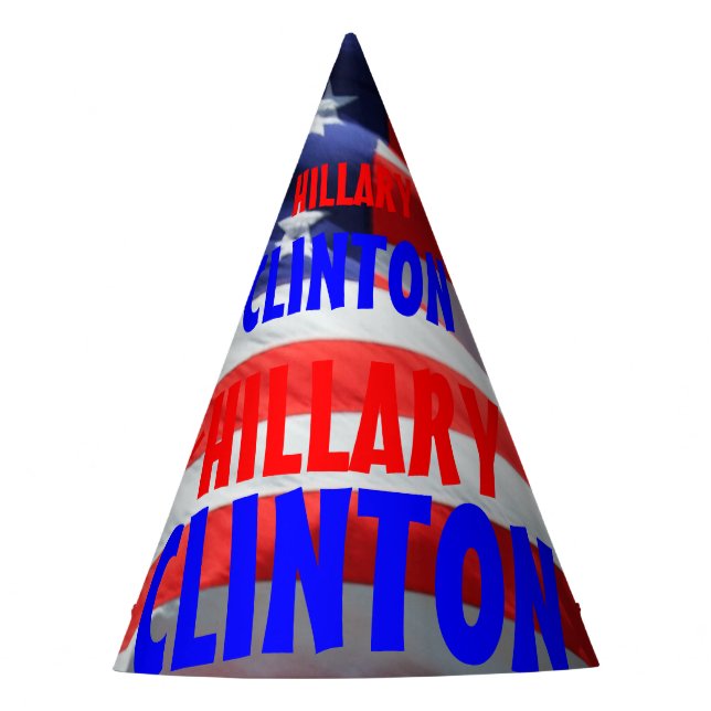 Hillary Clinton Running President American Flag Party Hat (Front)