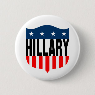 hillary clinton : stars & stripes : 6 cm round badge