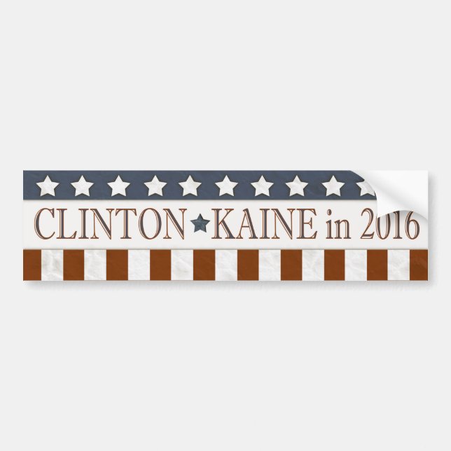 Hillary Clinton Tim Kaine 2016 Stars Stripes Bumper Sticker (Front)