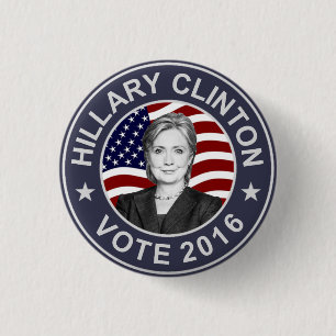 Hillary Clinton US Flag 3 Cm Round Badge