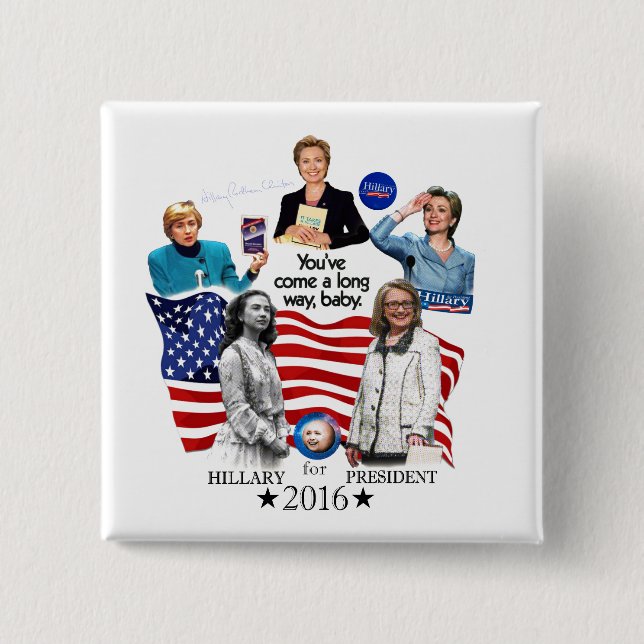 Hillary in 2016 15 cm square badge (Front)