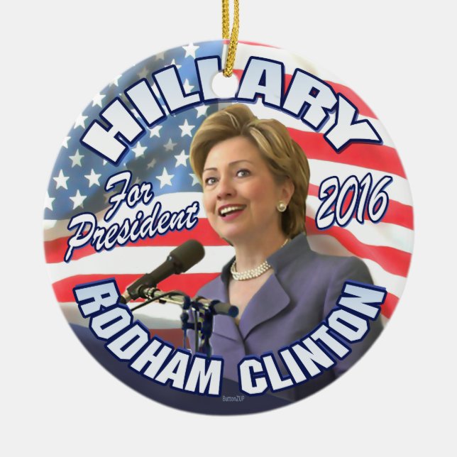 Hillary Rodham Clinton 2016 Ceramic Tree Decoration (Front)