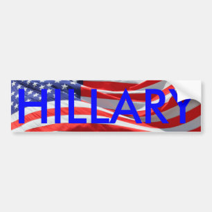 Hillary Running for President, American Flag Bumper Sticker
