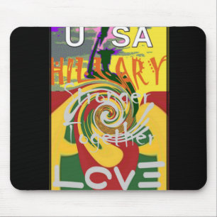 Hillary USA President Stronger Together red golden Mouse Mat