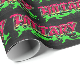 Hillary Vorname Name Graffiti red green Wrapping Paper