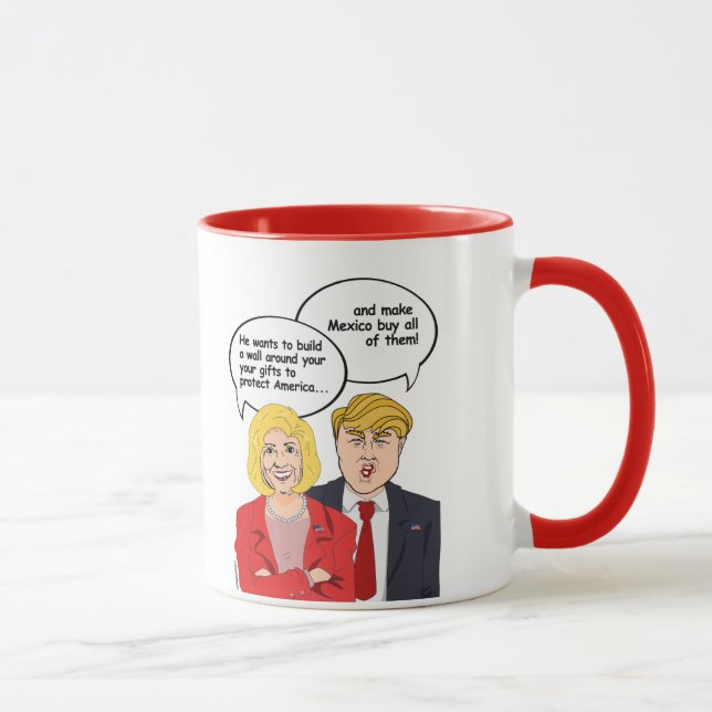 Hillary vs Trump Birthday Card - A wall around you Mug (Right)