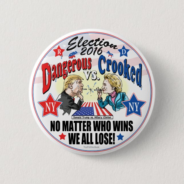 Hillary VS Trump Spitball Politics 6 Cm Round Badge (Front)