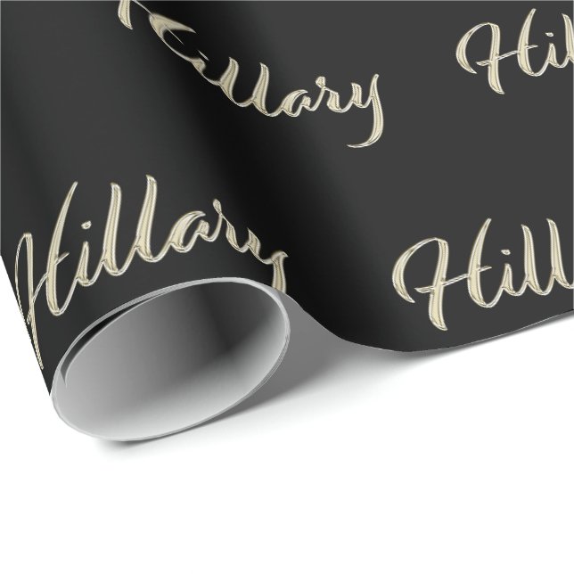 Hillary white gold Handwriting gift wrapping paper (Roll Corner)