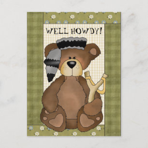 Hillbilly Bear Howdy fun cartoon postcard