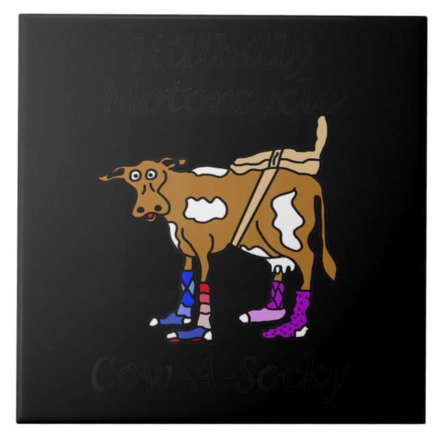 Hillbilly Motorcycle Funny Cow Gift For Bikers Tile (Front)
