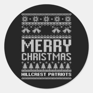 Hillcrest Patriots Logo Merry Christmas Ugly Sweat Classic Round Sticker